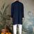 Navy blue pure viscose mirror work on self zari weaving kurta