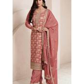 fancy peach banarasi silk straight suit for women ethnic wear