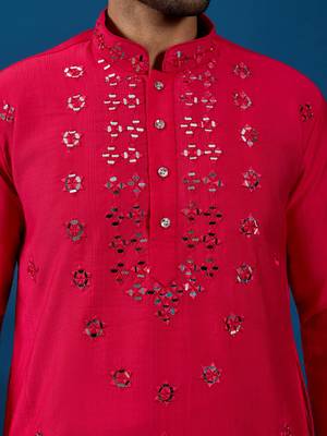 Rani viscose silk real mirror with threads work kurta-pant 3