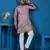 Dusty pink viscose silk threads & sequence embroidered work kurta