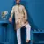 Beige viscose silk threads & sequence embroidered work kurta