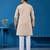 Beige viscose silk threads & sequence embroidered work kurta