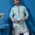 Sky blue viscose silk threads & sequence embroidered work kurta