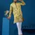 Yellow viscose silk threads & sequence embroidered work kurta