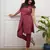 Floral printed maroon v neck cotton kurta & trouser