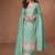 heavy embroidery worked light blue long salwar suit set for women wedding wear