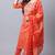 Orange pure cambric cotton jaipuri printed & embroidered kurta & pant with dupatta