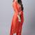 Orange pure cambric cotton jaipuri printed & embroidered kurta & pant with dupatta