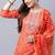 Orange pure cambric cotton jaipuri printed & embroidered kurta & pant with dupatta