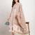White & pink pure cambric cotton printed kurta & pant with dupatta