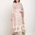 White & pink pure cambric cotton printed kurta & pant with dupatta