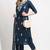 Navy blue pure cambric cotton embroidered kurta & pant with dupatta