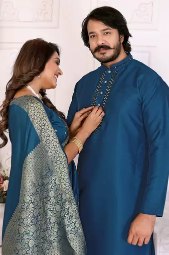 Couple combo men's kurta & pajama & women saree set
