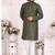 mehandi green  color silk blend couple combo men's kurta & pajama & women saree set