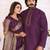 purple  color silk blend couple combo men's kurta & pajama & women saree set