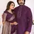 purple  color silk blend couple combo men's kurta & pajama & women saree set