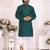 rama green color silk blend couple combo men's kurta & pajama & women saree set