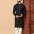 Black embroidered sequin work band collar men’s kurta