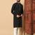 Black embroidered sequin work band collar men’s kurta