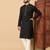 Black embroidered sequin work band collar men’s kurta