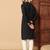 Black embroidered sequin work band collar men’s kurta