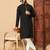 Black embroidered sequin work band collar men’s kurta