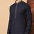 navy blue sequin embroidered band collar kurta