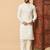off white sequin embroidered band collar kurta