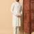 off white sequin embroidered band collar kurta