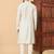 off white sequin embroidered band collar kurta