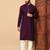 purple sequin embroidered band collar kurta