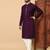 purple sequin embroidered band collar kurta
