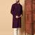 purple sequin embroidered band collar kurta