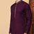 purple sequin embroidered band collar kurta