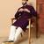 purple sequin embroidered band collar kurta