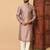 Mauve zari woven jacquard band collar kurta pajama