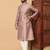 Mauve zari woven jacquard band collar kurta pajama