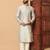 Silver zari woven jacquard band collar kurta pajama