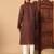 Maroon zari woven jacquard band collar kurta pajama