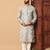 Grey sequins work jacquard band collar kurta pajama