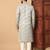 Grey sequins work jacquard band collar kurta pajama