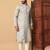 Grey sequins work jacquard band collar kurta pajama
