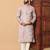 Mauve sequins work jacquard band collar kurta pajama