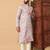 Mauve sequins work jacquard band collar kurta pajama