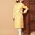 Yellow sequins work jacquard band collar kurta pajama
