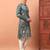 Dusty teal heavy silk thread & zari embroidered band collar kurta pajama
