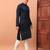 Navy blue heavy silk thread & zari embroidered band collar kurta pajama