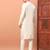 Off white heavy silk thread & zari embroidered band collar kurta pajama