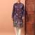Purple heavy silk thread & zari embroidered band collar kurta pajama