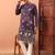 Purple heavy silk thread & zari embroidered band collar kurta pajama